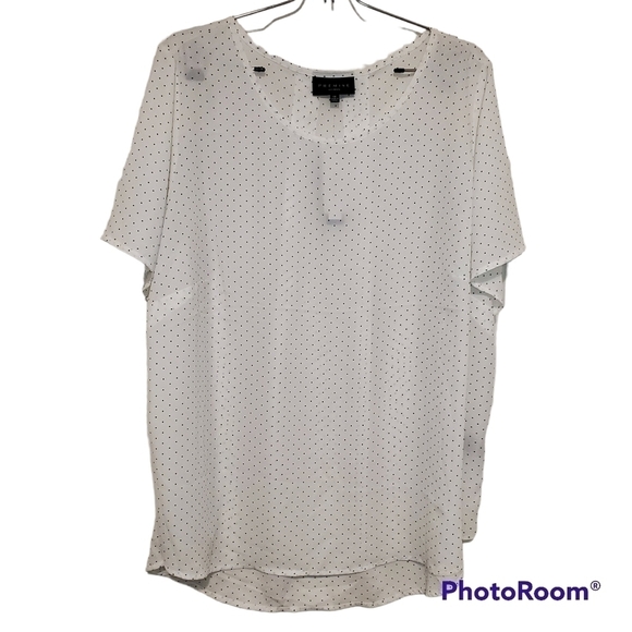 Premise White Polka Dot Blouse 1X - Picture 1 of 7